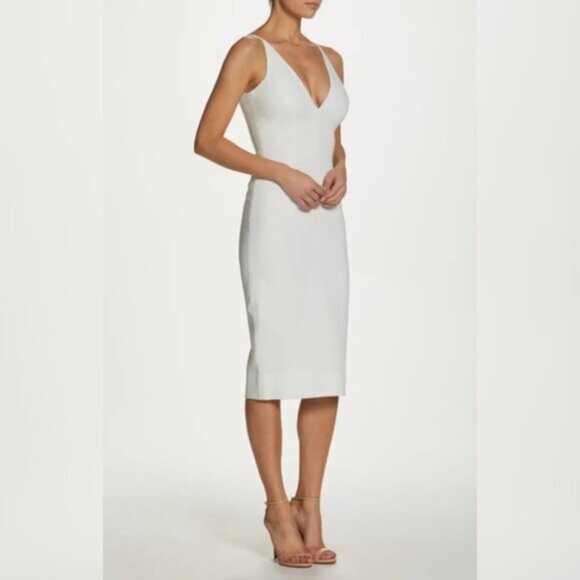 NWT Dress the Population White Sleeveless V-Neck Sheath Cocktail Dress - Picture 4 of 15